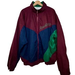 Vintage Reebok Colorblock Windbreaker Jacket Men's XL Burgundy Navy Green